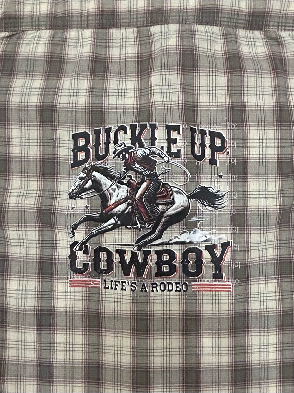 Carhartt Western Gray Plaid Women's Button-Up Shirt with Rodeo Graphic Back Sz M - Picture 5 of 16
